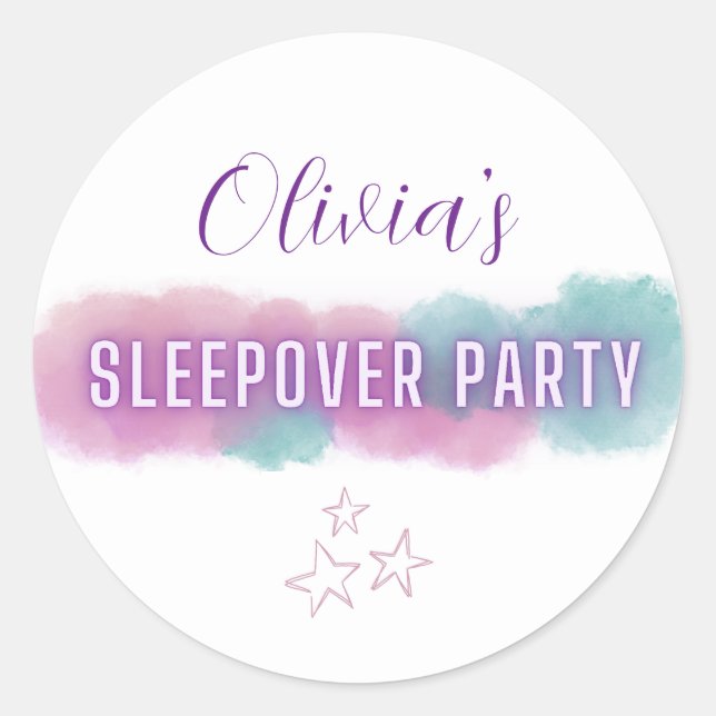 Personzalised Sleepover Party Classic Round Sticker (Front)