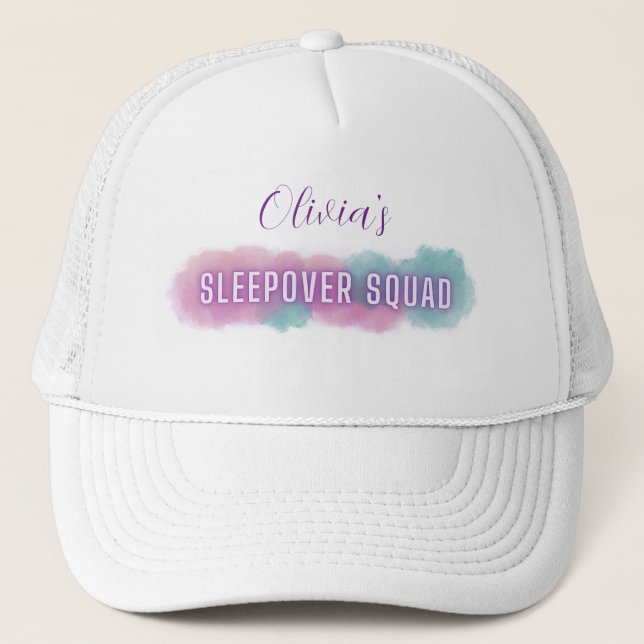 Personzalised 'Sleepover Squad' | Pastel colours | Trucker Hat (Front)