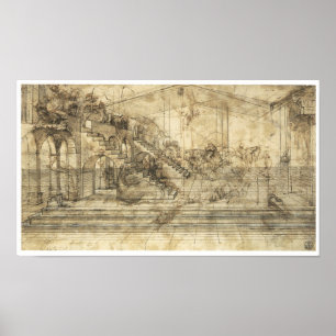 Perspective Study "Adoration of  Magi", Da Vinci Poster