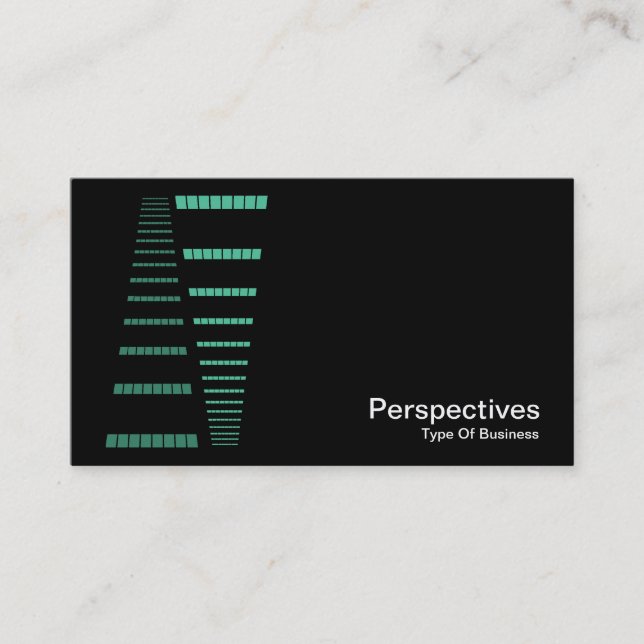 Perspectives - Turquoise and White on Black Business Card (Front)