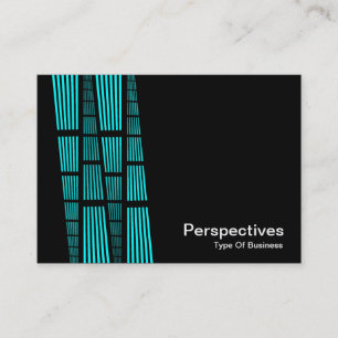 Perspectives v2 - Cyan and White on Black Business Card
