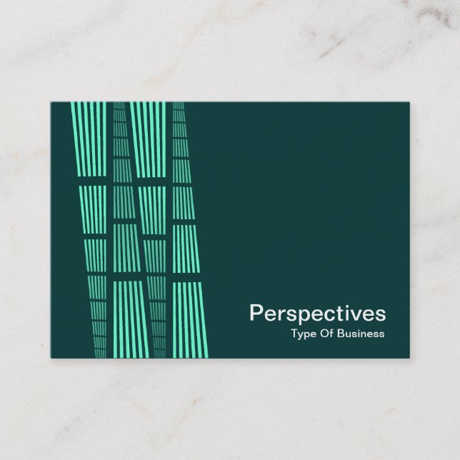 Perspectives v2 - Turquoise and White on Dark Teal Business Card (Front)