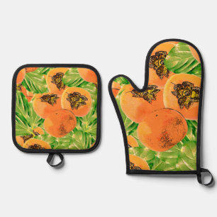Perssimon Jungle (kaki) Oven Mitt & Pot Holder Set