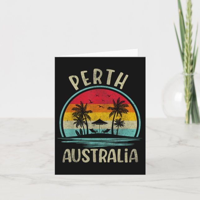 Perth Australia Beach Palm Tree Family Summer Vaca Card (Front)