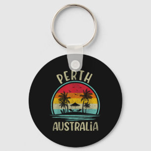 Perth Australia Beach Palm Tree Family Summer Vaca Key Ring