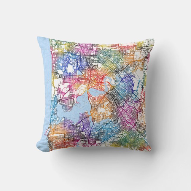 Perth Australia City Map Cushion (Front)