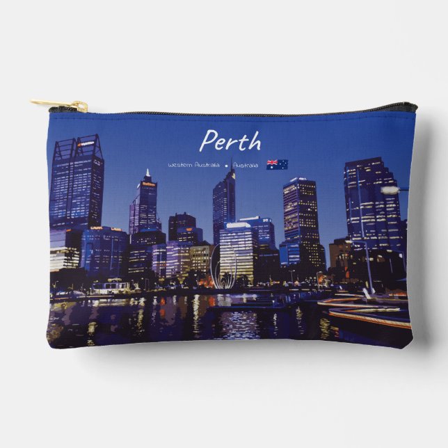 Perth, Australia - City Skyline Night Accessory Pouch (Front)