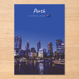 Perth, Australia - City Skyline Night Acrylic Invitations