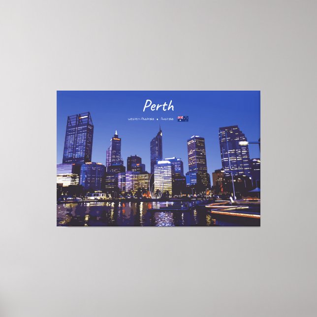 Perth, Australia - City Skyline Night Canvas Print (Front)
