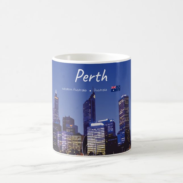Perth, Australia - City Skyline Night Coffee Mug (Center)