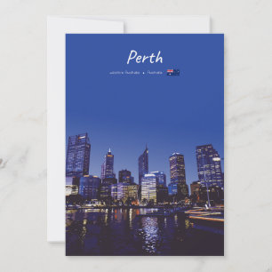 Perth, Australia - City Skyline Night Invitation