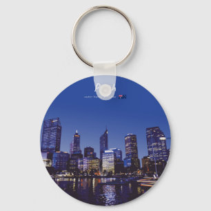 Perth, Australia - City Skyline Night Key Ring