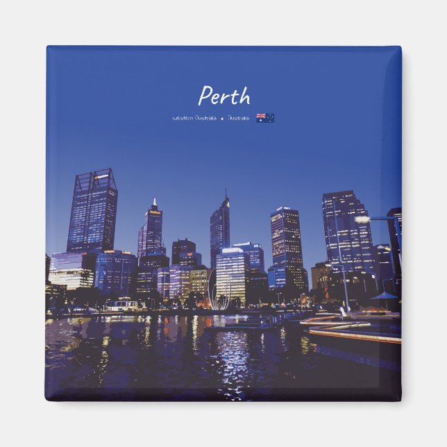 Perth, Australia - City Skyline Night Magnet (Front)