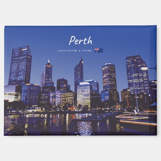 Perth, Australia - City Skyline Night Magnet (Front)