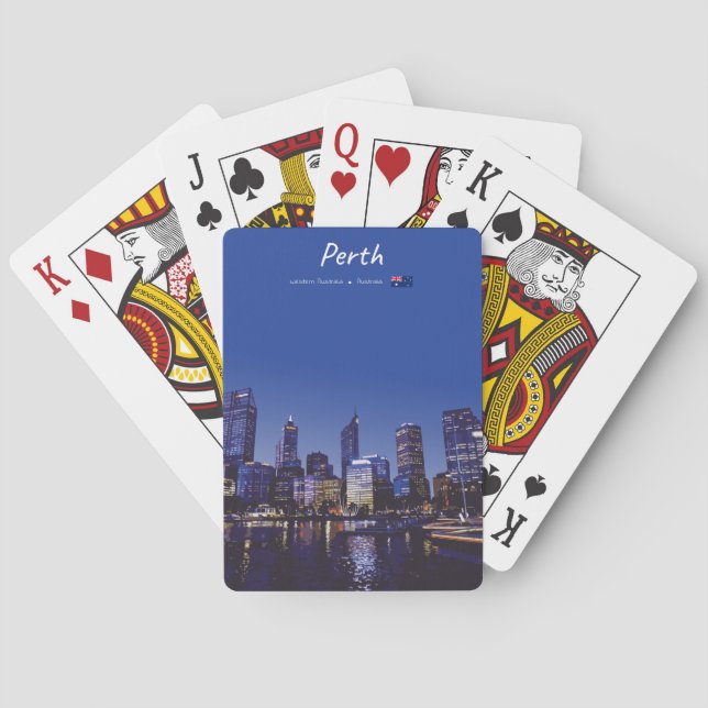 Perth, Australia - City Skyline Night Playing Cards (Back)