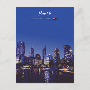 Perth, Australia - City Skyline Night Postcard