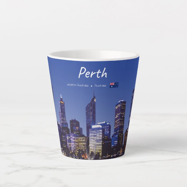 Perth, Australia - City Skyline Night Small Latte Mug (Front)