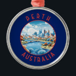 Perth Australia Retro Distressed Circle Metal Tree Decoration<br><div class="desc">Perth retro vector travel design. Perth,  capital of Western Australia,  sits where the Swan River meets the southwest coast.</div>