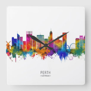 Perth Australia Skyline Square Wall Clock