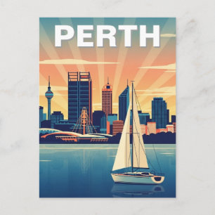 Perth Australia Skyline Travel Postcard