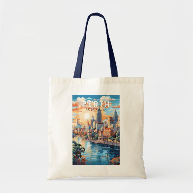 Perth Australia Travel Art Vintage Tote Bag (Front)