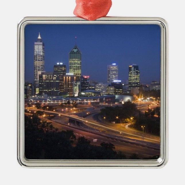 Perth, Australia. View of downtown Perth from Metal Tree Decoration (Front)