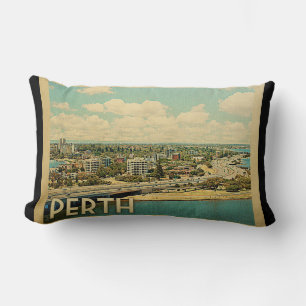 Perth Australia Vintage Travel Lumbar Cushion