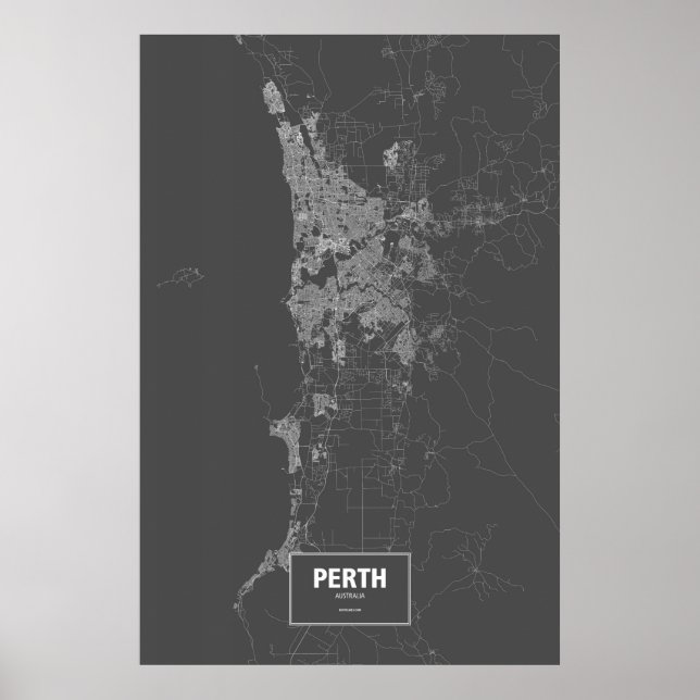 Perth, Australia (white on black) Poster (Front)