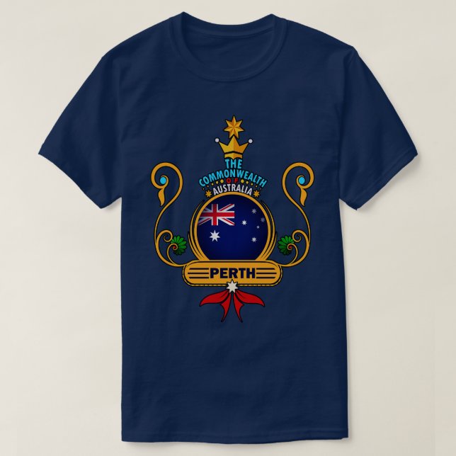 Perth City Pride Golden Australian Flag Souvenir T-Shirt (Design Front)