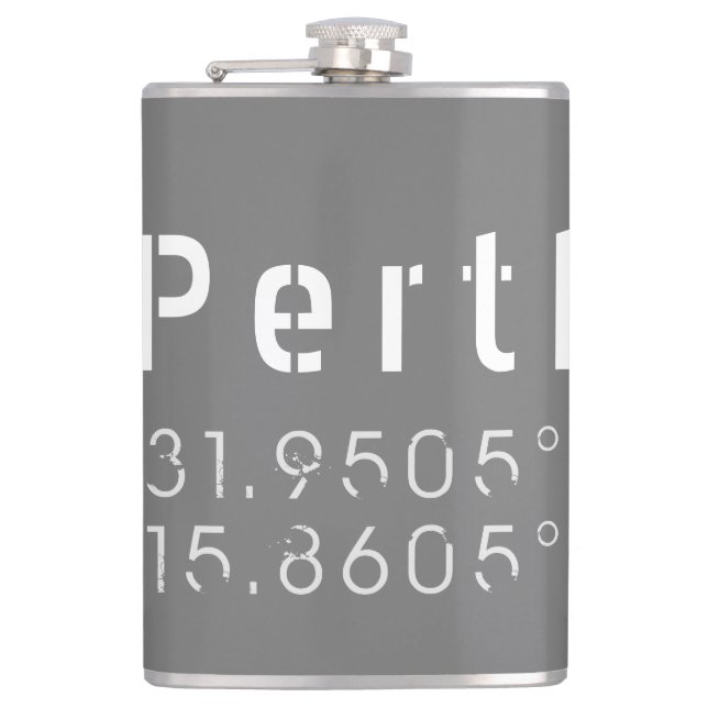 Perth Latitude and Longitude Hip Flask (Front)