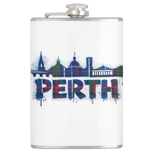 Perth Scotland Tartan Mug Scottish  Hip Flask