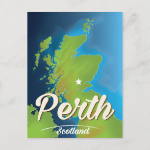 Perth Scotland Travel poster Postcard