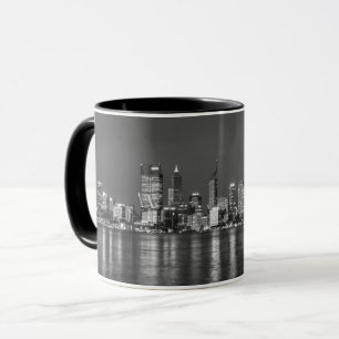 Perth Skyline Australia Classic Black White Photo Mug