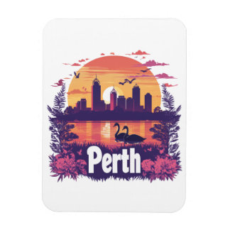 Perth Skyline Vibrant Sunset Cityscape Design Magnet