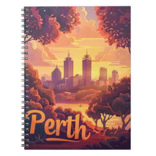 Perth Twilight: Sunset Symphony over Swan River Notebook