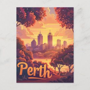 Perth Twilight: Sunset Symphony over Swan River Postcard