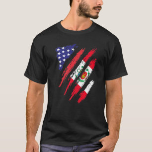 Peru American Grown Flag USA Patriot Heritage Mont T-Shirt