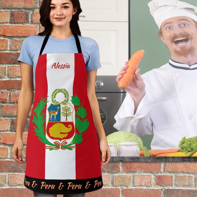 Peru apron, Peru, Peruvian Flag Chefs kitchen Apron (Creator Uploaded)