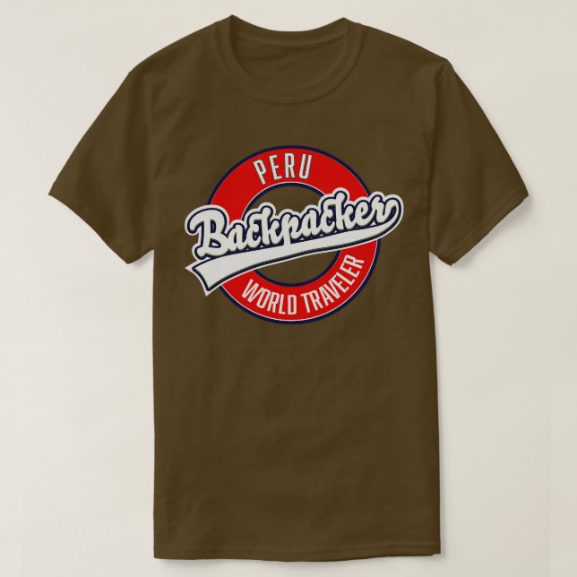 peru backpacker world traveller logo T-Shirt (Design Front)