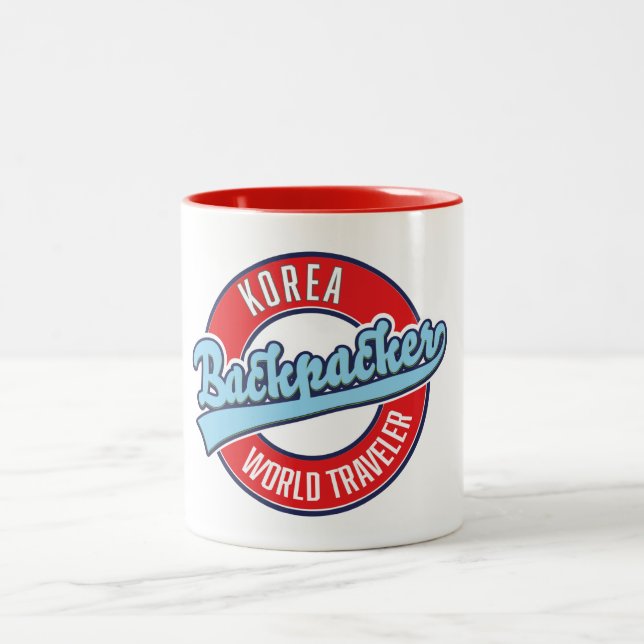 Peru backpacker world traveller logo. Two-Tone cof Coffee Mug (Center)