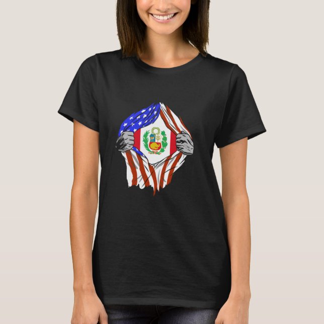 Peru Chest USA Peruvian Flag Peruvian Pride Peruvi T-Shirt (Front)