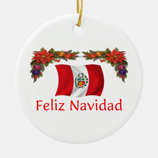 Peru Christmas Ceramic Tree Decoration (Front)