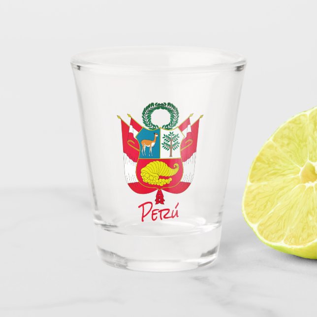 Peru Coat of Arms Shot Glass (Front)