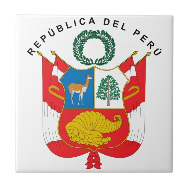 Peru Coat Of Arms Tile (Front)