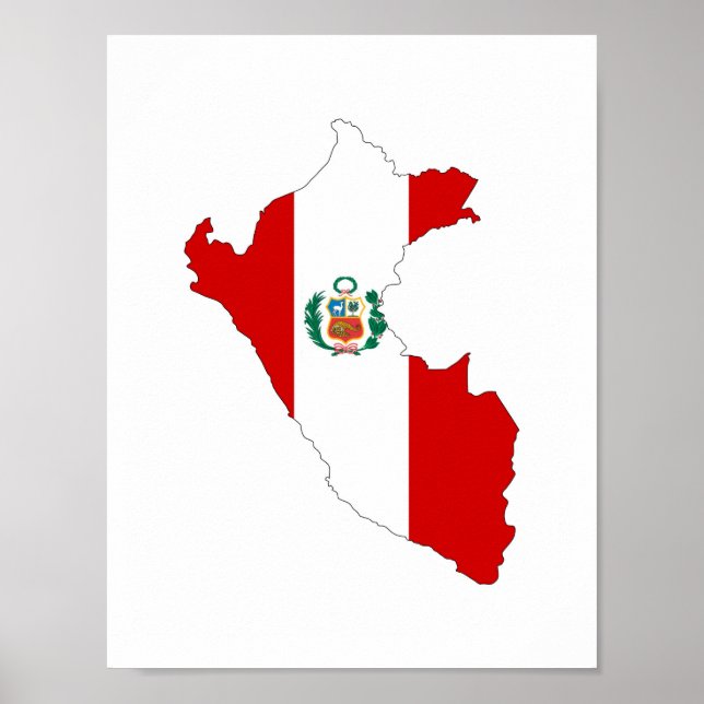 peru country flag shape map symbol poster (Front)