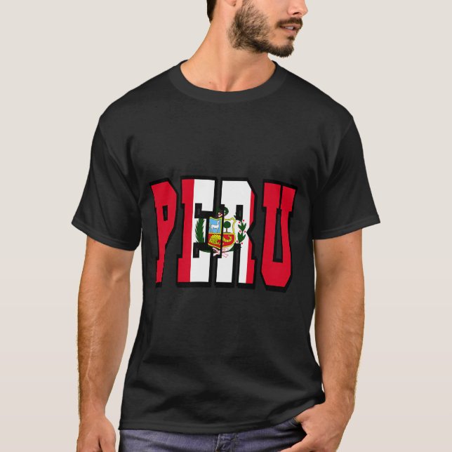 Peru Country Flag Typography  T-Shirt (Front)