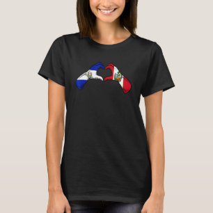 Peru El Salvador Flag Peruvian Salvadorian Heart T-Shirt