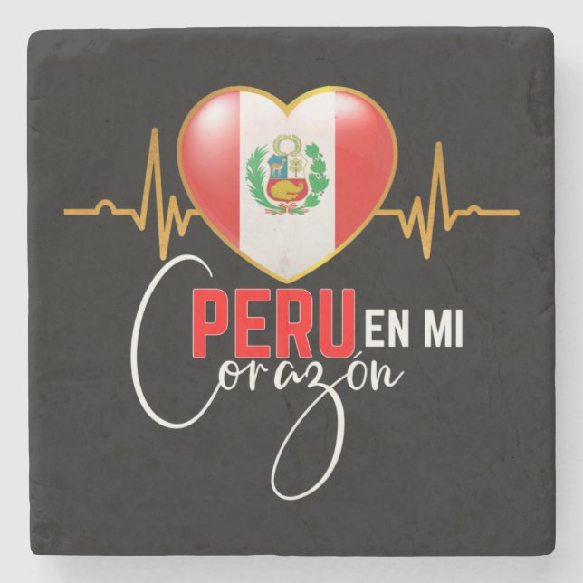 Peru en el Corazon Peruvian Pride  Stone Coaster (Front)