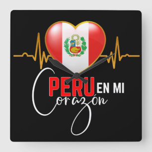 Peru en mi Corazon Peruvian Pride  Square Wall Clock