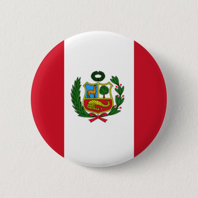 Peru flag 6 cm round badge (Front)